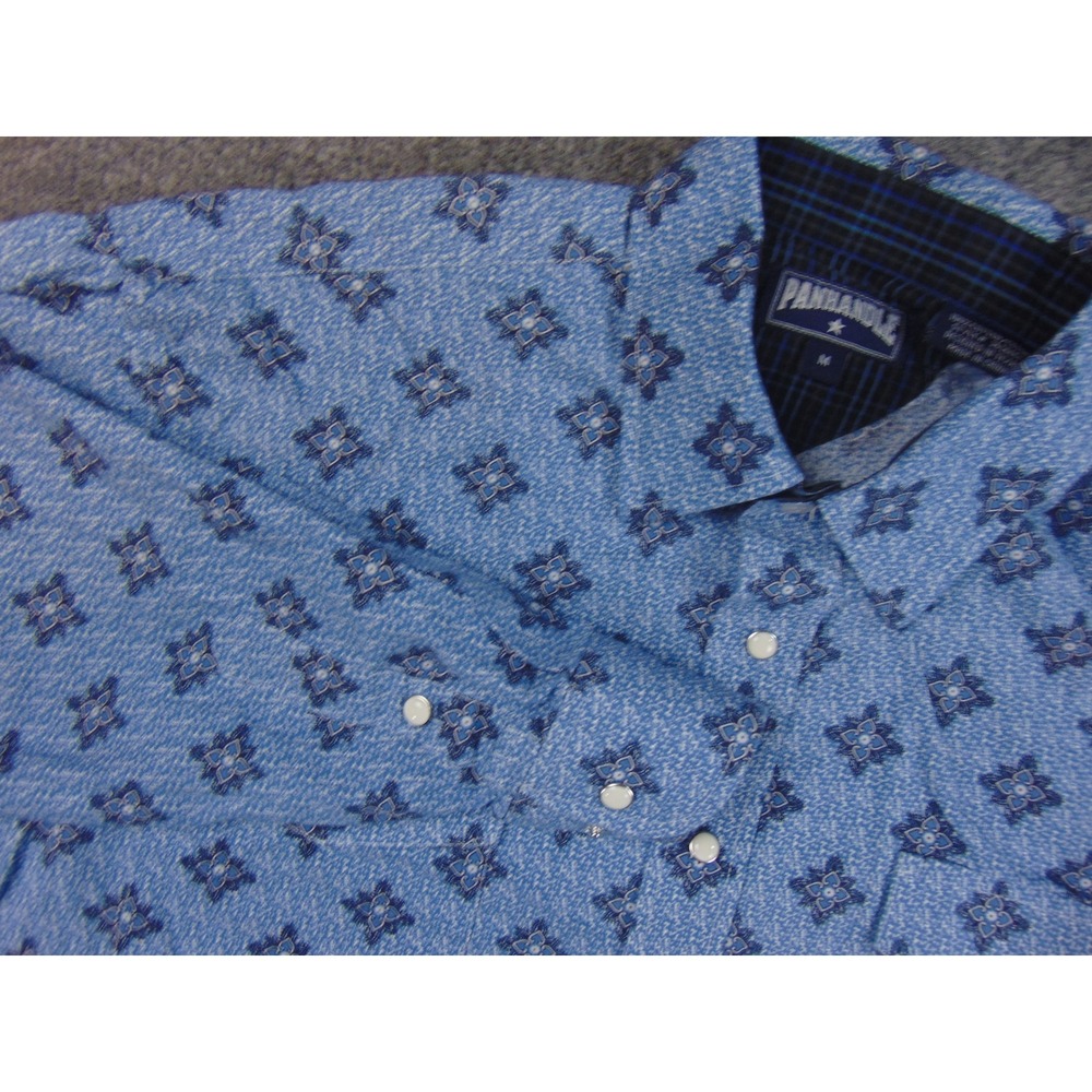 Pan Handle Shirt Mens‎ Med Blue Geometric Print Long Sleeve Button Down